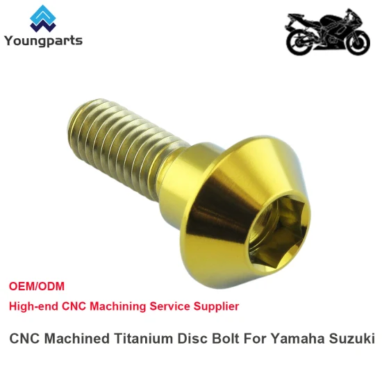 Pernos de disco de titanio torneados CNC de precisión para motocicletas de alto rendimiento